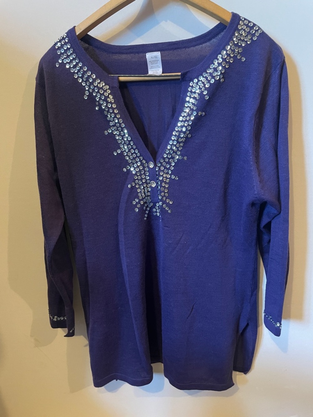 Unbranded women's XL purple sequin trim sweater top